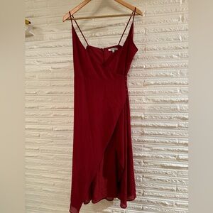 Madewell formal party dress with side slit thing straps and little cloth buttons
